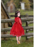 Red Lace Tulle Frill Stylish Flower Girl Dress